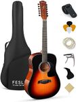 Fesley 12 String Guitar: 42" Full Size Acoustic Electric Guitars for Beginners Adults, Spruce Top Guitarra Acustica, Guitar Bundle with Gig Bag, Picks, Strings, Strap, Gloss, Sunburst