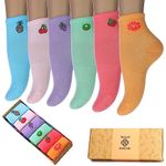 Women Socks 6 Pairs, Bamboo Ladies Socks, Ecofriendly Ankle Socks Women Size 4-7, Breathable Moisture-Wicking Womens Sock, Multipack Sports, Workouts and Casual Socks (Fruity)