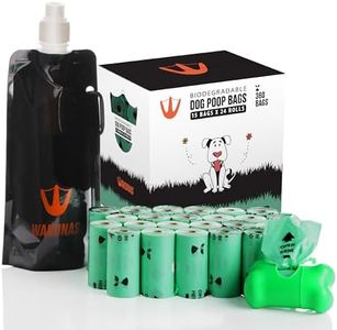 WAKUNAS 360 Bolsas Caca Perro / 24 rollos MAS 1 botella blanda y plegable MAS 1 dispensador de bolsas. Extra Gruesas, Biodegradables, a prueba de fugas. Bolsas para excrementos de mascota.