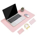 Non-Slip Desk Pad, Waterproof PVC Leather Desk Table Protector, Ultra Thin Large Mouse Pad, Easy Clean Laptop Desk Writing Mat for Office Work/Home/Decor (Pink, 60 x 35 cm)