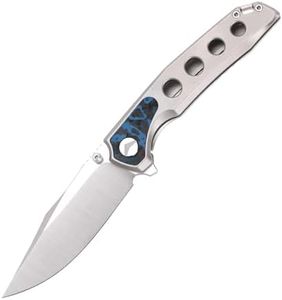 FerraMonster Folding Knife,Pocket Knife,3.46" Razor Sharp M390 Blade Survival Knife with Titanium Handle and Pocket Clip,EDC Knives for Hunting Camping Survival Outdoor Fishing Hiking-Grey&Blue