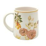 KIE White Floral Flower Handcrafted Ceramic Mugs to Gift to Best Friend Tea Coffee Milk Mugs Microwave Safe, Tea Cups, Set of 1, 300 ml Capacity