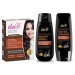 Iba Henna Based Hair Colour Dark Brown, 70g+ Black Seed Shampoo, 230ml + Conditioner, 125ml Combo, Naturally Coloured Hair & Long Lasting | Conditioning | Reduced Hair fall & Hair Damage | Shine & Nourish Hair | Ammonia & Sulphate Free Formula | Halal Certified & Vegan