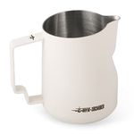 MHW-3BOMBER Milk Pitcher Espresso Steaming Frothing 12oz/350ml Turbo 304 Stainless Steel Eagle Spouted Barista Jug Latte Art (Matte White) P6013W