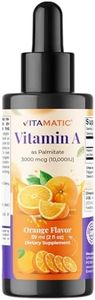 Vitamatic Sugar Free Vitamin A Liquid Drops 10000 IU (3000 mcg) as Retinyl Palmitate - Approximate 4 Months Supply - Immune Support, Eye Health, Skin Health - 2 FL OZ (59 ml)
