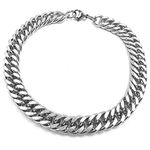 THE MEN THING Pure Stainless Steel Cuban Link Figaro Chain Bracelet, American trending Style -Double rope chain Bracelet for Men & Boy (10mm - 9 inch)