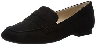 Nine West Women's Linear Suede Penny Loafer, Black, Size 7.0 US