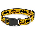 Buckle-Down PC-WBM017-WL Dog Collar Plastic Clip Buckle, Vintage Batman Logo & Bat Signal-3 Yellow, 18"-32"