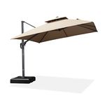 PURPLE LEAF 12' X 12' Cantilever Outdoor Umbrellas Large Patio Umbrella Hanging Double Top Rectangle Offset Umbrella with 360°Rotation Tilting Umbrella Grey Frame Outdoor Patio, Beige