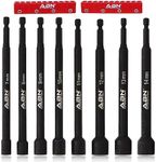 ABN Impact Nut Driver Tool Set - 8pc Metric 6 IN Long Shank Nut Driver Bits Magnetic Tip Sockets, 1/4 IN Hex Shank