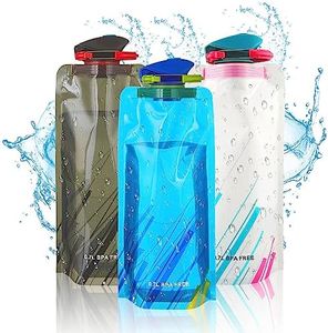 Bottiglia d'Acqua Pieghevole Borraccia Pieghevole d'Acqua Riutilizzabile Pieghevole Con Clip Borracce Per Escursionismo Adventures Viaggi (3 Pcs)