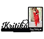 GiftsWale Wood Happy Birthday Rectangular Photo Frame| Customized Picture And Name | Best Gift For, Birthday, Friend, Sister, Girlfriend, Boyfriend. Husband, Wife, Teacher, Tabletop, Black