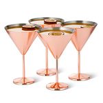 Oak & Steel - 4 Large Stainless Steel Martini Cocktail Glasses (XL 460 ml) - Rose Gold/Copper Matte - Robust & Unbreakable - Gift Set for Birthdays and Christmas