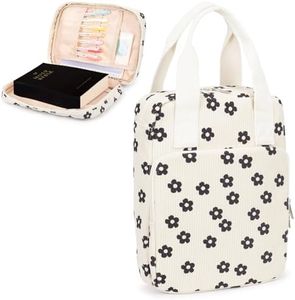 Bunnychill Bible Cover for Women, Bible Case,Carrying Bible Bag Scripture Case Church Bag Bible Protective with Font & Back Zippered Pocket