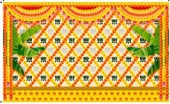 Pooja Backdrop Decoration Cloth, Size 5x8 feet (Cloth 37) Background Decoration Cloth Pooja | Diwali Backdrop Curtain