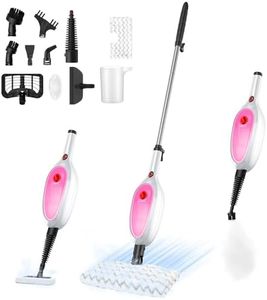 Steam Mop, Detachable Handheld Steam Cleaner with 10-in-1 Multipurpose Accessories, Two-sided Mop, Double Cleaning Area, Multi Surfaces Steamer for Wood Floor, Tile, Window, Clothes, Furniture & Grout