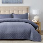 Hansleep Greyish Blue Quilt King Size - Point Pattern Ultrasonic All Season Bedspread King, Soft Lightweight Coverlet Bedding Set, 3 Pieces (1 Quilt, 2 Pillow Shams)