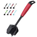 Ourokhome Upgrade Meat Chopper and Potato Masher, Heat Resistant Ground Meat Smasher for Hamburger Meat, 5 Curved Blades Ground Beef Smasher, Nylon Non Stick Mixer, Stirrer and Gadget, Black and Red