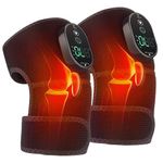 Heated Knee Brace, Cordless Heated Knee Warp, Rechargeable Knee Brace Warmer with 6 Heating Levels, 4 Timer, 3 in 1 Heated Knee Pad for Shoulder Elbow Knee, 2 Pack Black