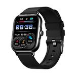 pTron Pulsefit Vibe Smartwatch with 1.85" Full Touch Display, Bluetooth Calling, 600 NITS, Digital Crown, 100+ Watch Faces, HR, SpO2, Sports Mode, Voice Assistant, 5 Days Battery Life & IP68 (Black)