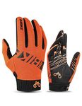 INBIKE Mountain Bike Gloves Cycling for Men MTB Touchscreen Accessories Road Padded Mens Cycle Bicycle Biking Women Full Fingers Glove Orange XXL