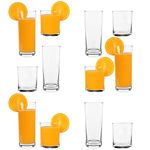 LAV 12pc Clear Liberty Glassware Set - Mixed Glass Highball Cocktail Gin Glasses and Water Whiskey Drinking Tumblers