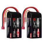 HOOVO 3S Lipo Battery 2200 mAh 11.1 V 50C SoftCase Short Battery Lipo Battery with Deans T Plug RC Battery for 1:14 RC Car Truck Helicopter Airplane Rock Crawler Airplane Helicopter (2 Packs)