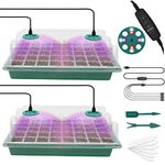 MQFORU Seed Trays with Grow Light, 2 Pack 80 Cells Growing Trays Propagator Growing Thicken Seedling Starter Adjustable Brightness & Humidity,2 Meters Timing Controller for Greenhouse Grow Plant Seed