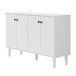 Panana Sideboard Buffet Cabinet Kitchen Storage Cabinet 4 Doors Console Table for Living Room (White)