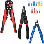 Swpeet 103Pcs Wire Stripper Crimping Tool and Insulated Electrical Wire Terminals Assortment Kit, Self Adjusting Wire Stripper, Wire Cutter and Ring Fork Spade Butt Splice Wire Connectors for Crimping