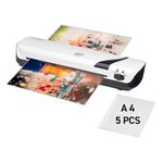 GBC Inspire+/Rexel Style A4 Laminator Machine - Thermal & Cold Lamination Setting with 5 Laminating Pouches A4, Quick 4 Minute Warm-Up Time, Ideal for Home/Home Office, White (2104511)