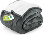 Utopia Bedding Sherpa Blanket King Size [Grey, 90x102 Inches] - Soft Lightweight Plush Fleece Reversible Blanket for Bed, Sofa, Couch, Camping and Travel
