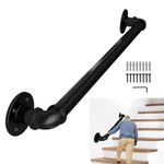 Lechansen Grab Rails for Bathroom, 55cm Bath Grab Rails, Stair Handrail for Indoor Outdoor, Bath Handle, Towel Rail, Shower Wall Grip Handle, Non-Slip Industrial Wrought Iron Banister Handrail