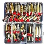 Fishinghappy 35pcs Fishing Lure Spinnerbait,Bass Trout Salmon Crappie Freshwater Saltwater Hard Metal Spinner Baits Kit Spoon Bait Fishing in a Fishing Tackle Box