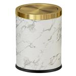 LEASYLIFE Stainless Steel Trash can,Bathroom Garbage can with lid,Small Trash Can with Flipping Lid, 4gallon,Garbage cans for Kitchen,Living Room. Metallic Gold (Marble)