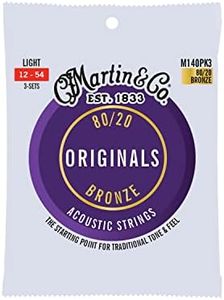 Martin Guitar Original Acoustic M170, 80/20 Bronze, Extra Light-Gauge Guitar Strings