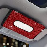 Car Tissue Holder,Bling Bling Car Sun Visor Tissue Box Holder,Tissue Holder for Car Visor,Car Visor Mask Holder,Car Visor&Backseat Tissue Holder,Tissue Case Car,Accessories for Women(Red)