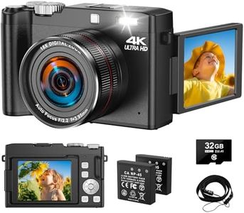 Digital Camera 4K 64MP Autofocus Vlogging Camera with 32GB Card & Macro Function, 18X Digital Zoom Compact Digital Camera with 2.8'' 180° Flip Screen & 2 Batteries for Teens Beginners Adults