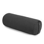 Yoga Studio Yoga Bolster Cushion | EU Organic Buckwheat Hulls Filling | (GOTS Certified) | Removable Washable Organic Cotton Outer Cover | Great for Yoga, Meditation (Grey)