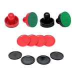 4 Pcs Air Hockey Pushers with 8 Pcs Air Hockey Pucks Air Hockey Paddles Goal Handles Paddles Replacement Accessories for Game Tables Red Blacke