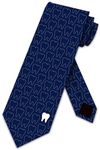 Three Rooker Simple Teeth Ties Navy Mens Dentist Necktie Occupation Gift Tie, Navy, One Size