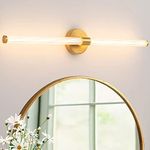 Gednbo Dimmable LED Bathroom Vanity Lights 360° Full Lighting Bathroom Light Fixtures Over Mirror Vanity Light Bar Modern Wall Sconce Warm Light for Bedroom Living Room - Gold, 30 inch