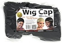 Beauty Town Wig Cap 100 Pieces Bulk Bag - Black, Secures your hair, long lasting, stays in place, light, lightweight, breathable, wig comfortable