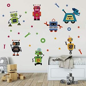 Runtoo Robots Wall Decals - Educational Wall Art Stickers for Classroom & Kids' Bedroom