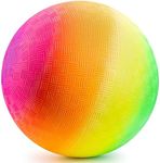 Bedwina Rainbow Playground Ball - 8.5Inch (Pack of 1) Rubber Bouncy Inflatable Balls for Kids and Adults, Indoor and Outdoor Games, Kickball, Dodgeball, Four Square, Dodge Ball, Handball