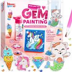 Klever Kits 16 Projects Gem Art,Diamond Painting Kits for Kids,Arts and Crafts for Girls Ages 6-12,Unicorn Diamond Art Craft Activities Kits,Make Your Own GEM Keychains,Diamond Art Gift for Girls