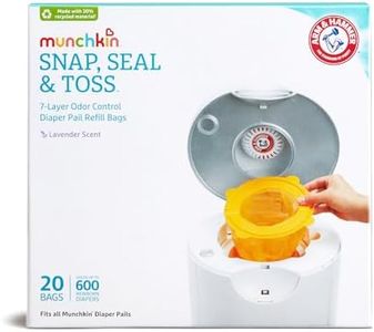 Munchkin Arm & Hammer Diaper Pail Refill Bags, Snap, Seal, Toss Disposable Diaper Trash Bags, Lavender Scented, 20 Pack, Holds up to 600 Newborn Diapers