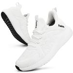 Feethit Running Shoes for Women Workout Sneakers Mesh Lightweight Wide Walking Shoes for Tennis Gym Travel Work White Size 9