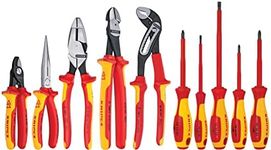 Knipex Tools LP - 9K989831US 10 -Piece 1000V Insulated High Leverage Pliers, Cutters, and Screwdriver Industrial Tool Set , Red