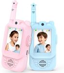 Video Walkie Talkies for Kids 2 Pack, USB-C Rechargeable with 2.0" Screen, Video Chat & Photo Sharing, Long Range Two Way Radio Toys for Boys Girls Ages 3-12, Indoor Outdoor Gifts (Blue/Pink)